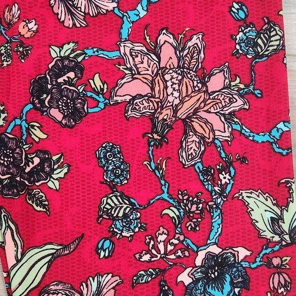 🔺️NWT LuLaRoe Red Floral Print Pants One Size - Picture 6 of 8